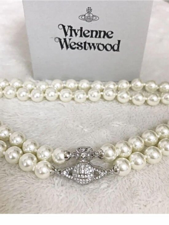 Vivienne Westwood Jewelry - Vivienne Westwood Necklace 2-Strand Pearl Orb Choker Silver